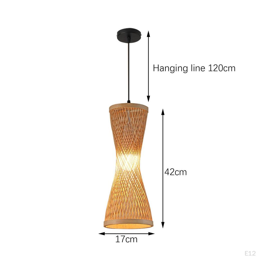 Bamboo Woven Pendant Lamp Light Rustic Weave Ceiling with Adjustable Cord for