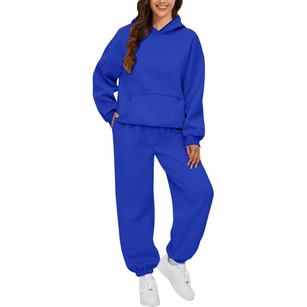 Women's Fall/Winter Casual Two-Piece Set Hooded Sweatshirt and Sweatpants
