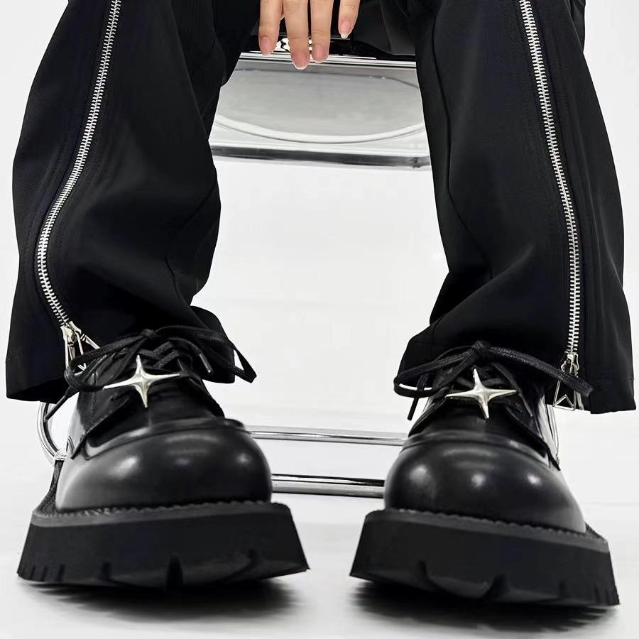 

Men s original niche thick-soled exaggerated big head casual commuting four-star design derby British leather shoes 44