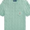 Polo Ralph Lauren Slim Fit Cable Knit Cotton Short Sleeve Sweater Women sweater Aqua WMPOSWENC021245-300