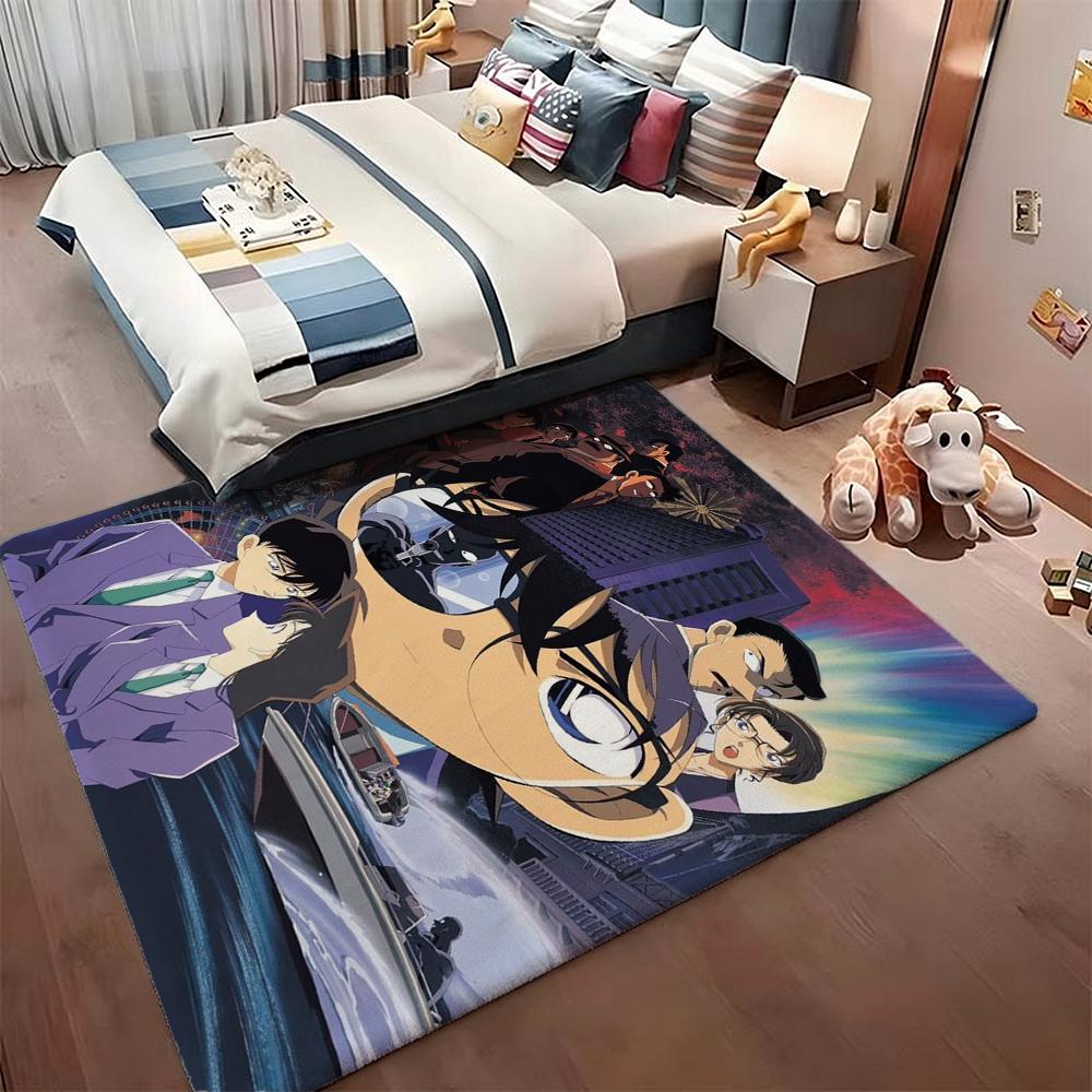Detective Conan Mystery Adventure Theme Rug Absorbent Nonslip Carpet For Living Room Coffee Table Home Party Decor Gift For Friends