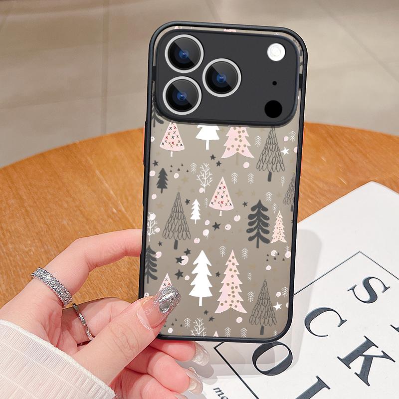 Cartoon Christmas Tree Santa Claus Phone Case For iPhone 17 Pro Max Funda iPhone 16 Pro Max 13 15 14 Air 16e Matte TPU Cover Gift