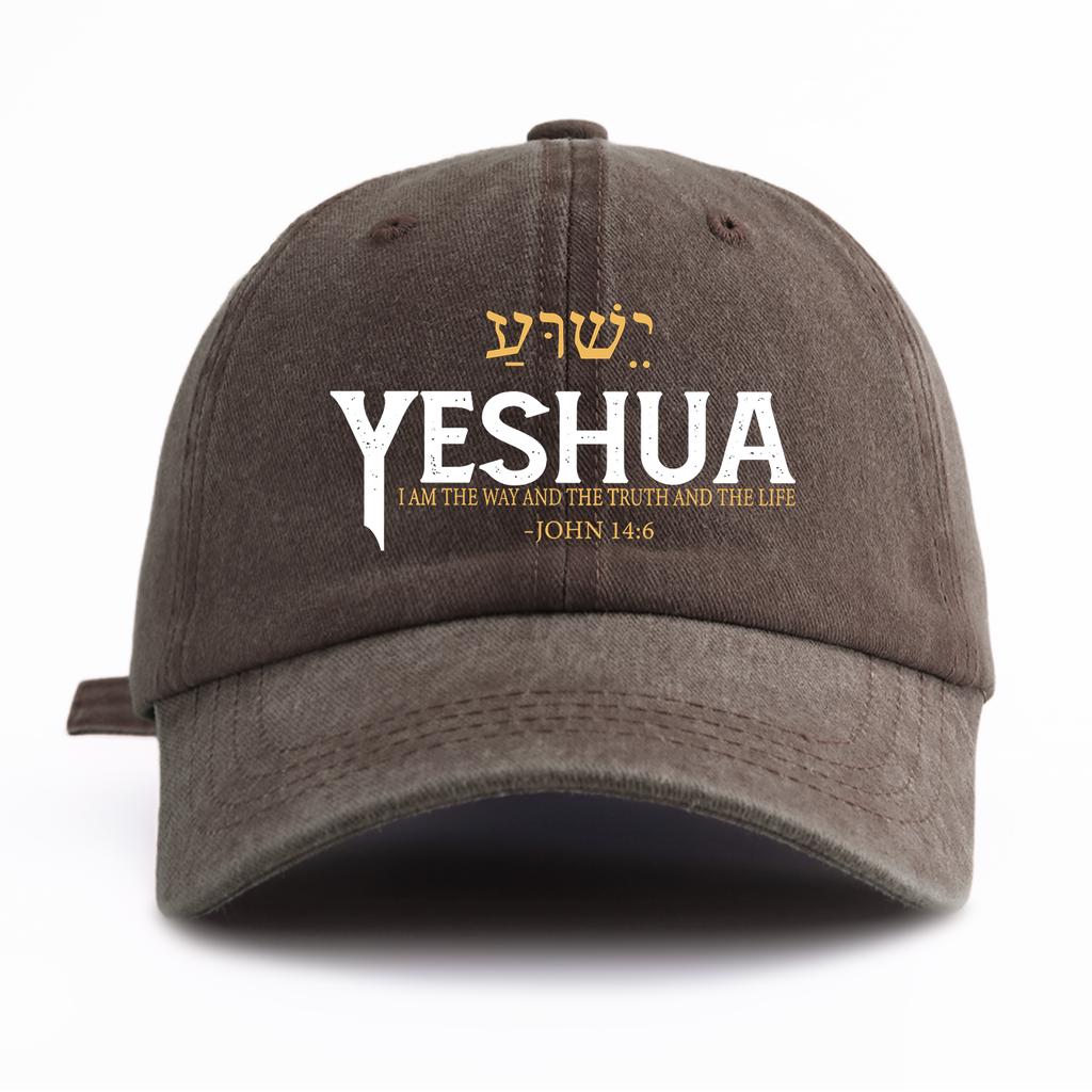 1 st YESHUA Tryckt Tvättad Basebollkeps för Vuxna, Minimalistisk Retro Stil Casual Mjuk Justerbar Farsdagskeps, Perfekt som Gåva