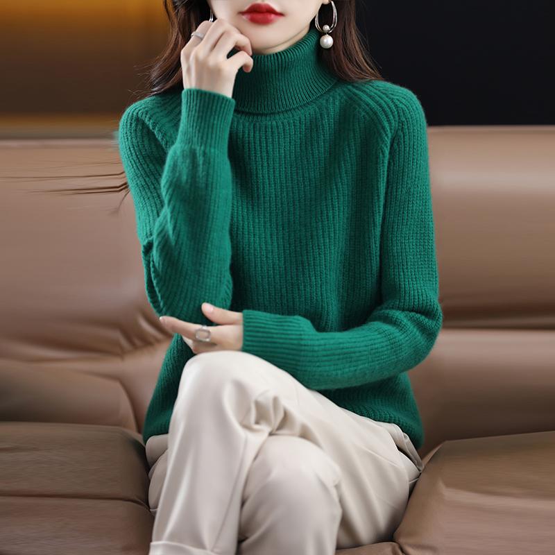 Dámský kašmírový svetr Qinghe kašmír 30% kašmír 70% vlna podzimní a zimní kašmírový hustý svetr měkký a teplý