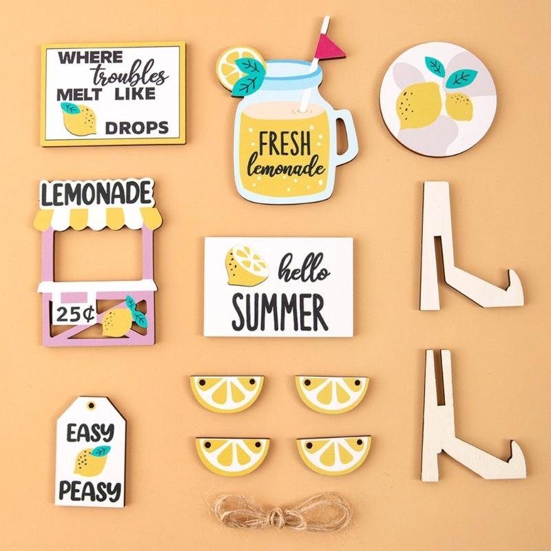 KX4B 1Set Lemon Tiered Tray Decor Party Background Decor for Indoor Outdoor Garden Yard Party Decoration