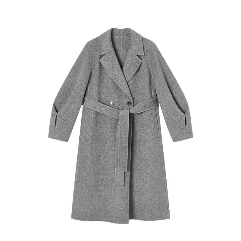 Xiangying Women's Mid-Length Wool-Cashmere Blend Double-Faced Coat