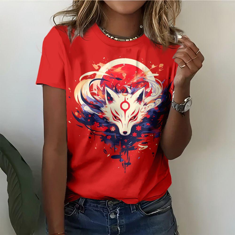 Cute Cat Dandelion T-Shirts Dog Animal 3D Print Women's Round Neck Short Sleeve T Shirt Tees Harajuku Y2K Tops Female Clothing