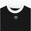 Marincer Mtt088a Cjer0011 Bk99 Moon Logo Embroidered Contrast Mens Short Sleeve Tee