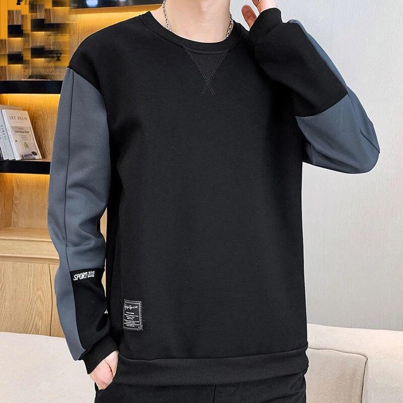 Felpe patchwork primavera autunno moda maschile uomo manica lunga tutto abbinato stile coreano abiti casual larghi