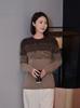 Gradient Patchwork Knit Wool Sweater for Women - 2024 Loose Round Neck Pullover, Simple and Versatile Fashion