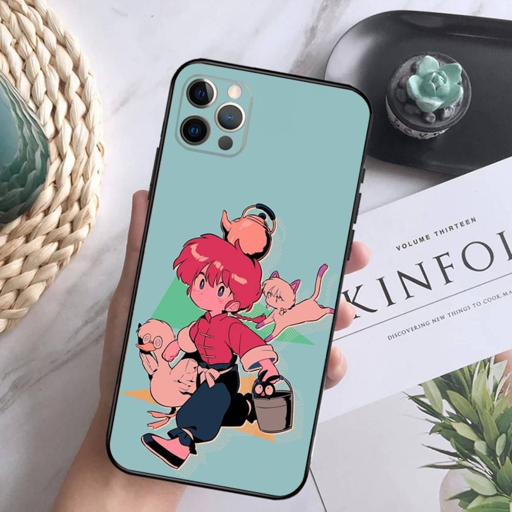 

Anime R-RANMA 1 2 Phone Case For iPhone 16,15,14,13,12 Mini 11 Pro XR,X,XS,MAX 7,8 Plus Silicone Cover Soft Black iPhone14
