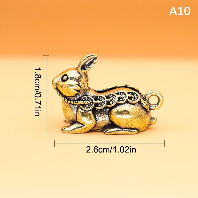 Niedliche Messingstatue Kaninchen im Vintage-Stil Kaninchenfigur Feng Shui Landschaftsbau Heim Schreibtisch Büro Regal Ornament Osterdekoration