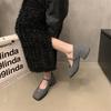 High Sense~ Mary Jane Schuhe Damen Goldschnalle mit Loafers Frühlingskleid Tragen 5Cm Kleine Lederschuhe