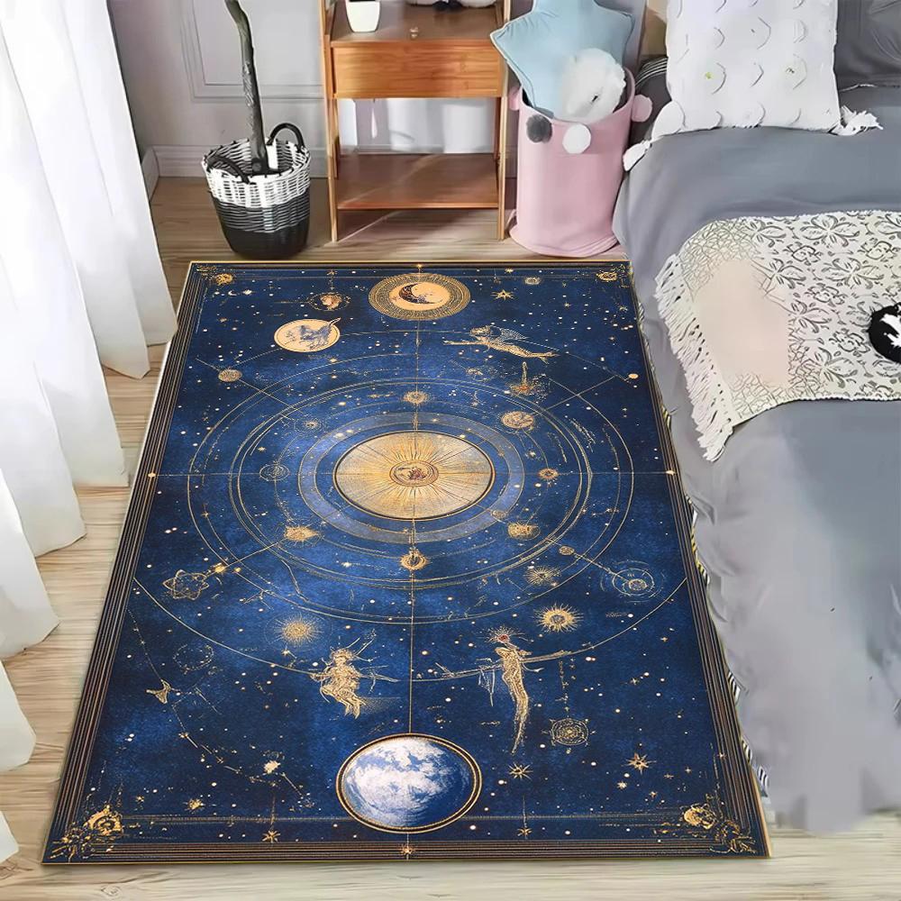 12 Constellation Carpet Starry Sky Galaxy Printed Carpet Sun Moon Pattern Entrance Door Mat Living Room Bedroom Decoration Rug