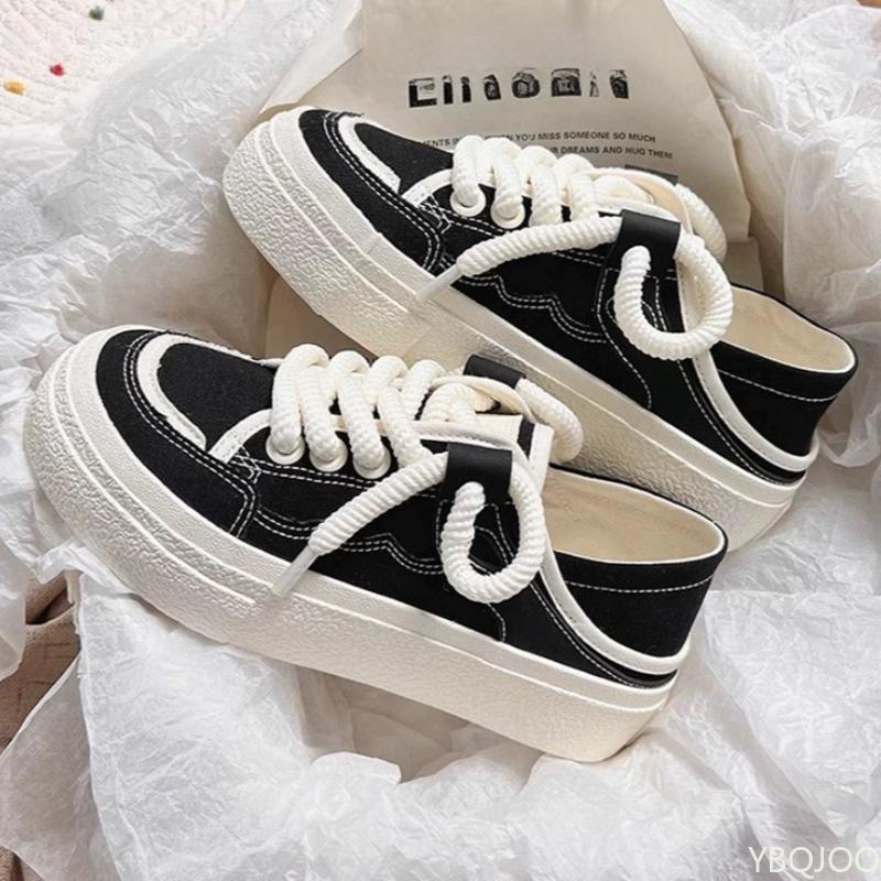 Thick soled canvas shoes for women in spring new height increasing versatile casual simple comfortable women's sports shoes