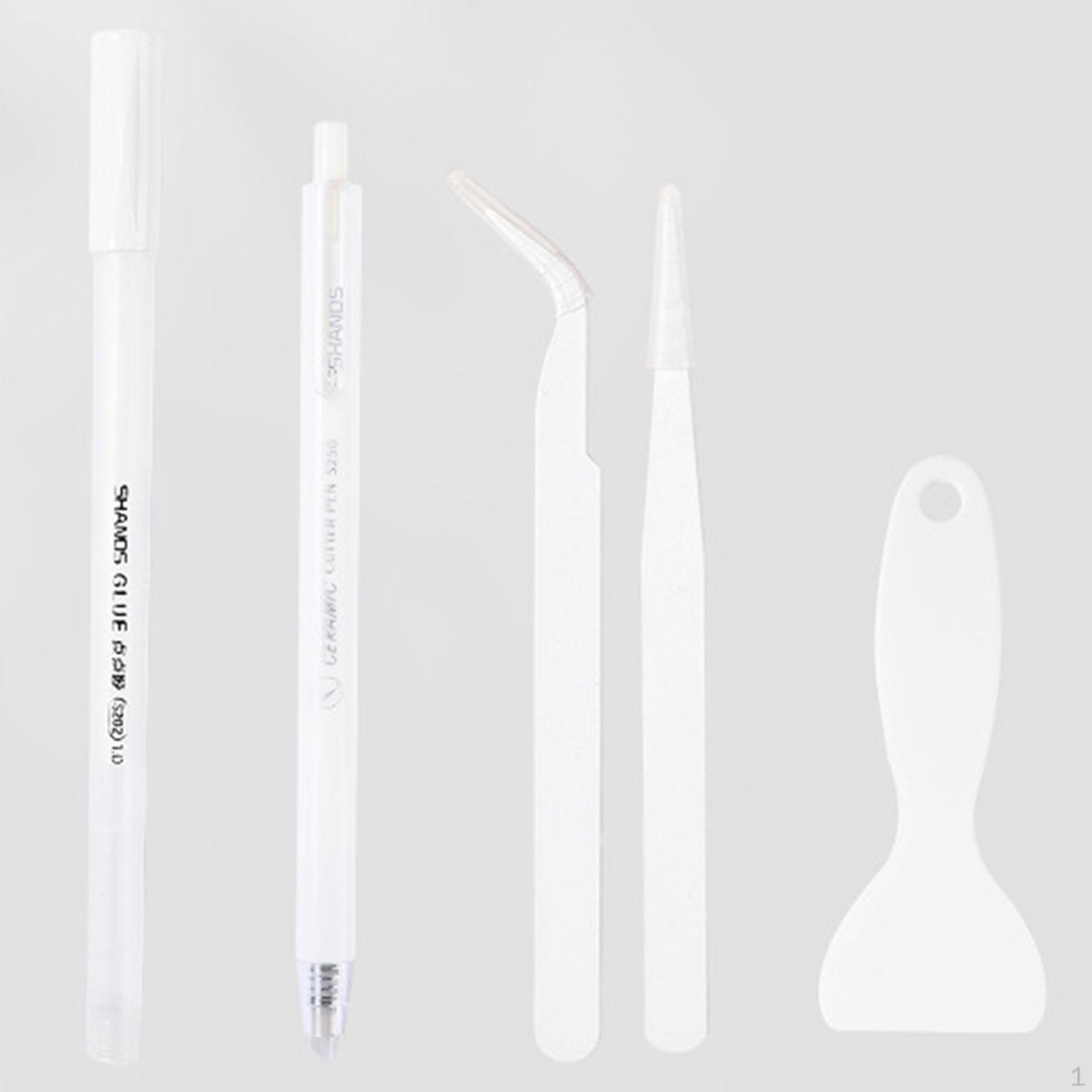 

5 шт. инструменты для скрапбукинга с пинцетом для клея, ручкой-лопаткой для резки белый