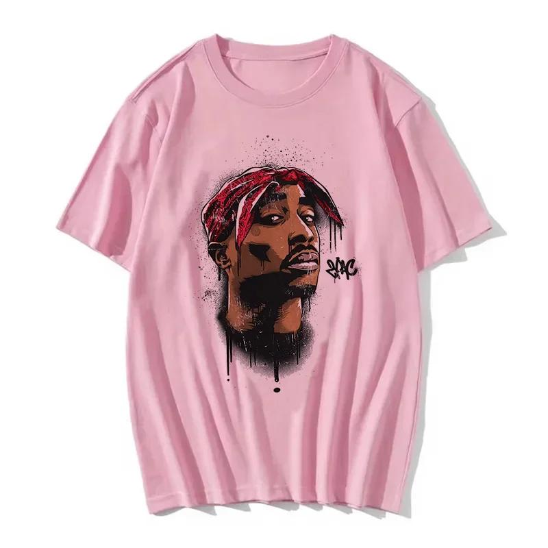 Rapper Tupac 2Pac Streetwear Hip Hop Fashion Short Sleeve Graphic Print T-shirt Men Women Harajuku Y2K Loose Casual Oversized Top Summer New Tee