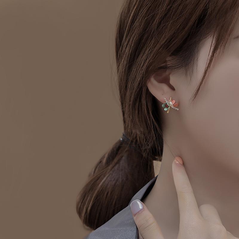 Romantic Multi -Element Sweet Flowers Gold Colour Earrings Accessories For Korean Fashion Jewelry Party Womans Girls