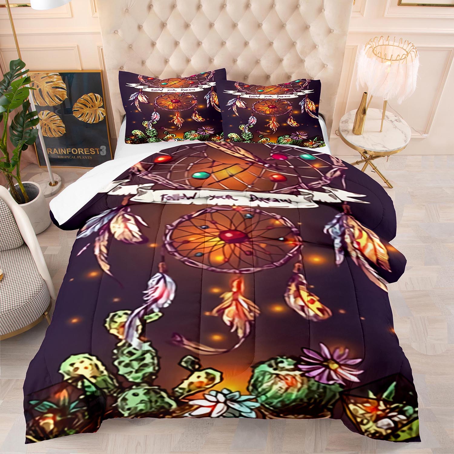 

Ловець снів Постільна білизна Розкішна М яка Постільна білизна Для Дітей Дорослих 3D Друк Домашній Декор Одинарний Двоспальний Твін Богемний Набір Підковдр EU Single(135*200cm)3pcs