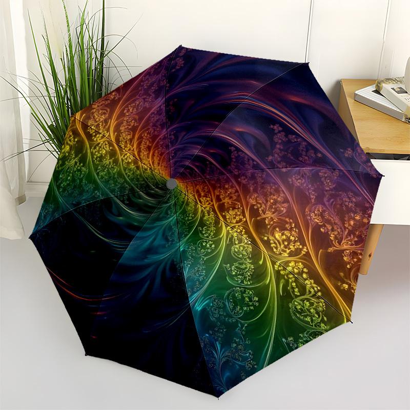 

1pc Rainbow Swirl Print Automatic Folding Umbrella - Portable Collapsible Design, 8-Rib Iron Frame, Durable Fabric yy251125070
