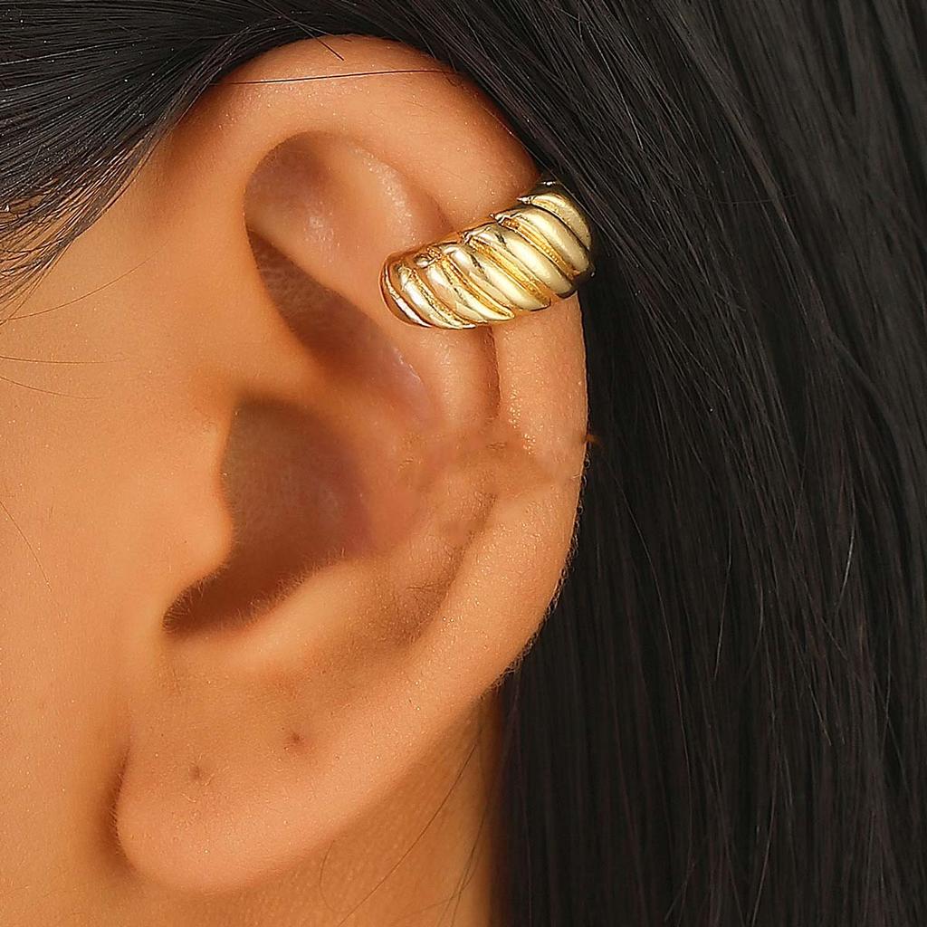 Punk Multi-Layer Metal Ear Clip Vintage Irregular Non Piercing Chunky Round Circle Clip Earring for Women Jewelry Gifts