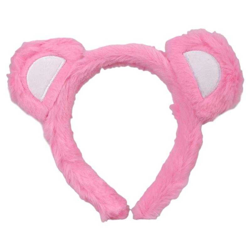 

Soft Furry Bear Ears Hairband Elastic Headbands For Kids Adults Lightweight Hair Decors Daily Travel Or Celebration розовый