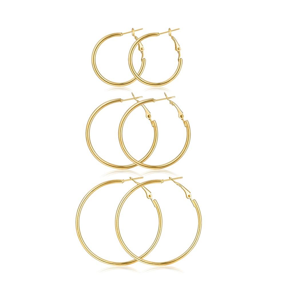 18K Gold Plated Large Hoops Earring Lightwight Gold Hoop Earrings for Women 316L Surgical Steel Post Lightweight Hypoallergenic