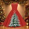 Damen Weihnachtsdruck Off-Shoulder Vintage Kleid