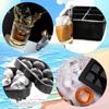 2Pcs Reusable & BPA Free Silicone Ice Cube Molds Large Square & Balls Ice Cube Trays 4 Grid Big Ice Cube Maker Square with Lid, Round Ball with Funnel
