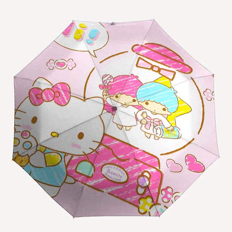 1pc Hello Kitty Automatic Opening/Closing Umbrella with 3-Fold Design, 8-Bone Iron Frame, Outdoor Use, Perfect Gift for Fans, Travelers, Daily Use, Su
