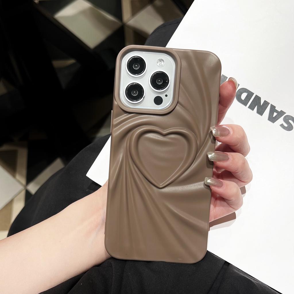 Dreidimensionales 3D Liebe Einfarbig für IPhone16 Schutzhülle Persönlichkeit für Apple 15Pro Hautgefühl Silikon Handyhülle