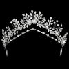 Leaf Wedding Crown for Bride Pearl Floral Bridal Tiara Vintage Grecian Goddess Headpiece Forest Style Bohemian Hair Accessories