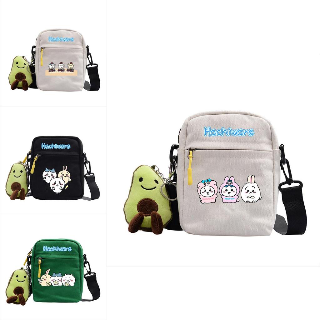 Chiikawa Canvas Small Crossbody Bag With Zipper Pocket For Daily Use And Teens