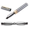 Mini Slim Reading Glasses Unisex Portable Presbyopic Glasses With Pen Tube Case Spring Hinge Men Women Vision Care +1.00~+4.00