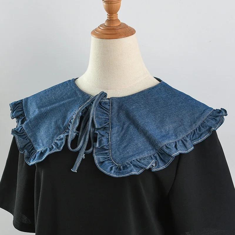 Women Denim Fake Collar Scarf Shawl Shoulders Wraps  Cape Removable Neckwear False Collar Clothing Accessories Half Tops Shawls