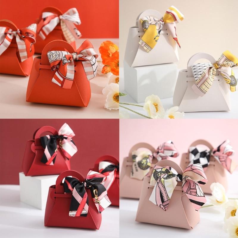 10 Pieces Stylish Leather Packaging Box Leather Travel Bag Small Candy Bag PU Storage Box for Jewelry and Small Item