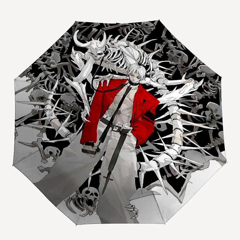 1pc Anime Character Skeletons Outdoor Umbrella - Automatic Opening/Closing - Portable 3-Fold Design - 8 Bone Iron Frame - Perfect Gift for Fans,