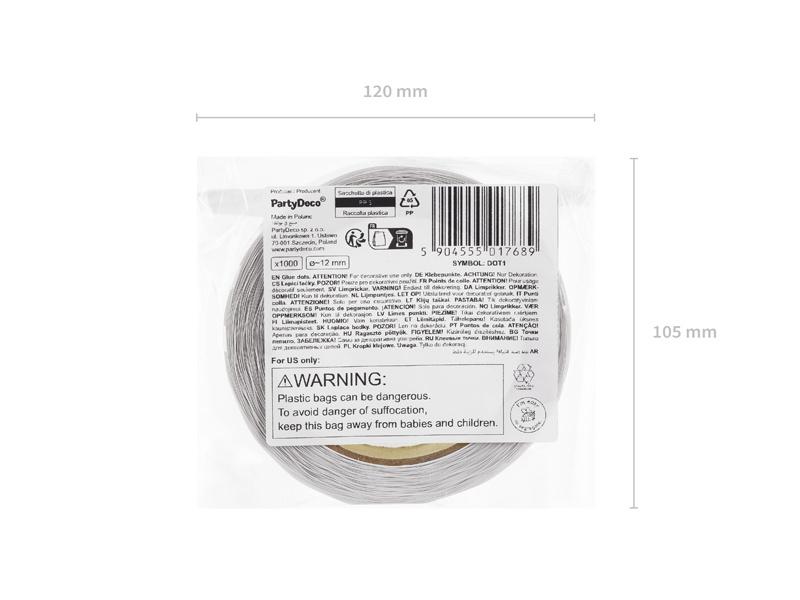 Double-Sided Adhesive Dots, Colorless, 12mm, 1000 Pcs.