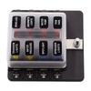 1 In 8 Out Car RV Fuse Box Base Insurance Insert PC Terminal Block Black