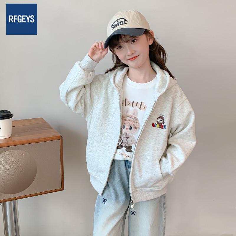 

Дитячий кардиган на блискавці з капюшоном 2025 Осінь - Повсякденний світшот у корейському стилі для середніх та старших дітей 150 cm