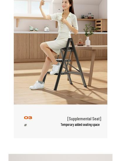 Telescopic Folding A-Frame Ladder: Indoor Multifunctional Step Stool with 3-4 Steps