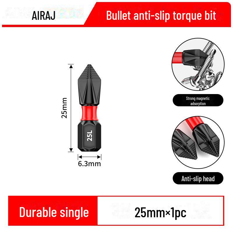 Magnetiskt halkskyddande slagfast skruvmejselhuvud av volframstål