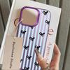 Back Phone Cover Case for iPhone 17 Pro Max 11 12 Air 14 XR 15 Plus 16 13 Pro XS Fashion Striped Bow