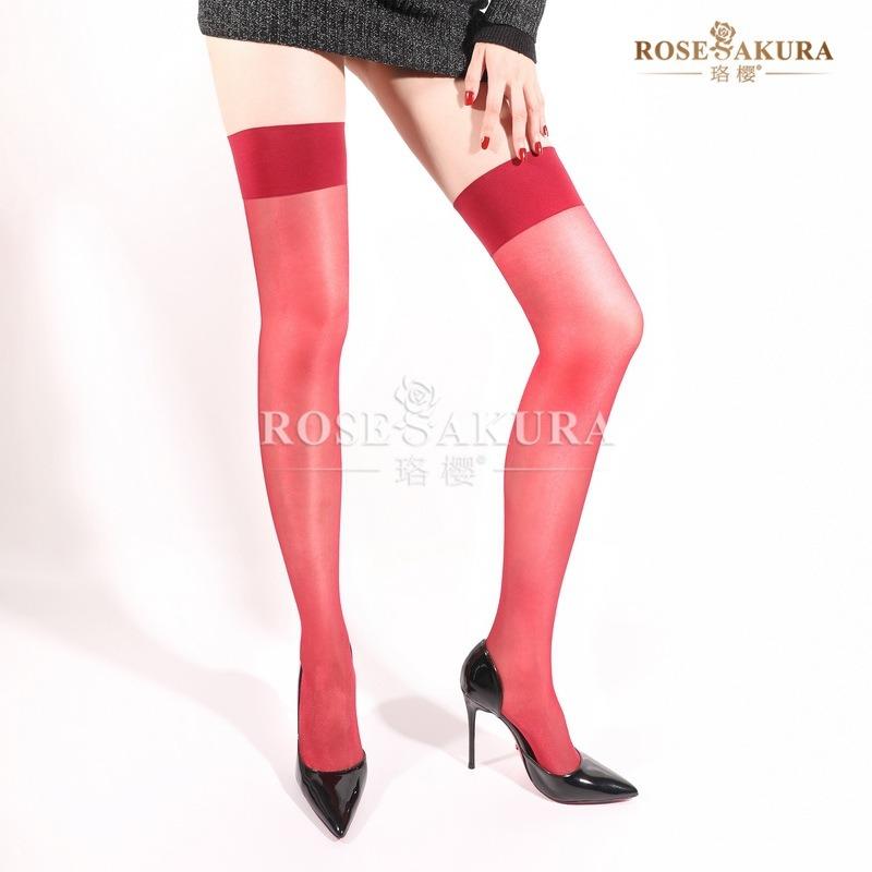 Sexy Lingerie Bonbonfarbe Breit geripptes Oberteil Bündchen Strümpfe Für Damen Glitzer Seidenstrumpf 15D Damen Oberschenkelhoch Öl Glänzend Strümpfe