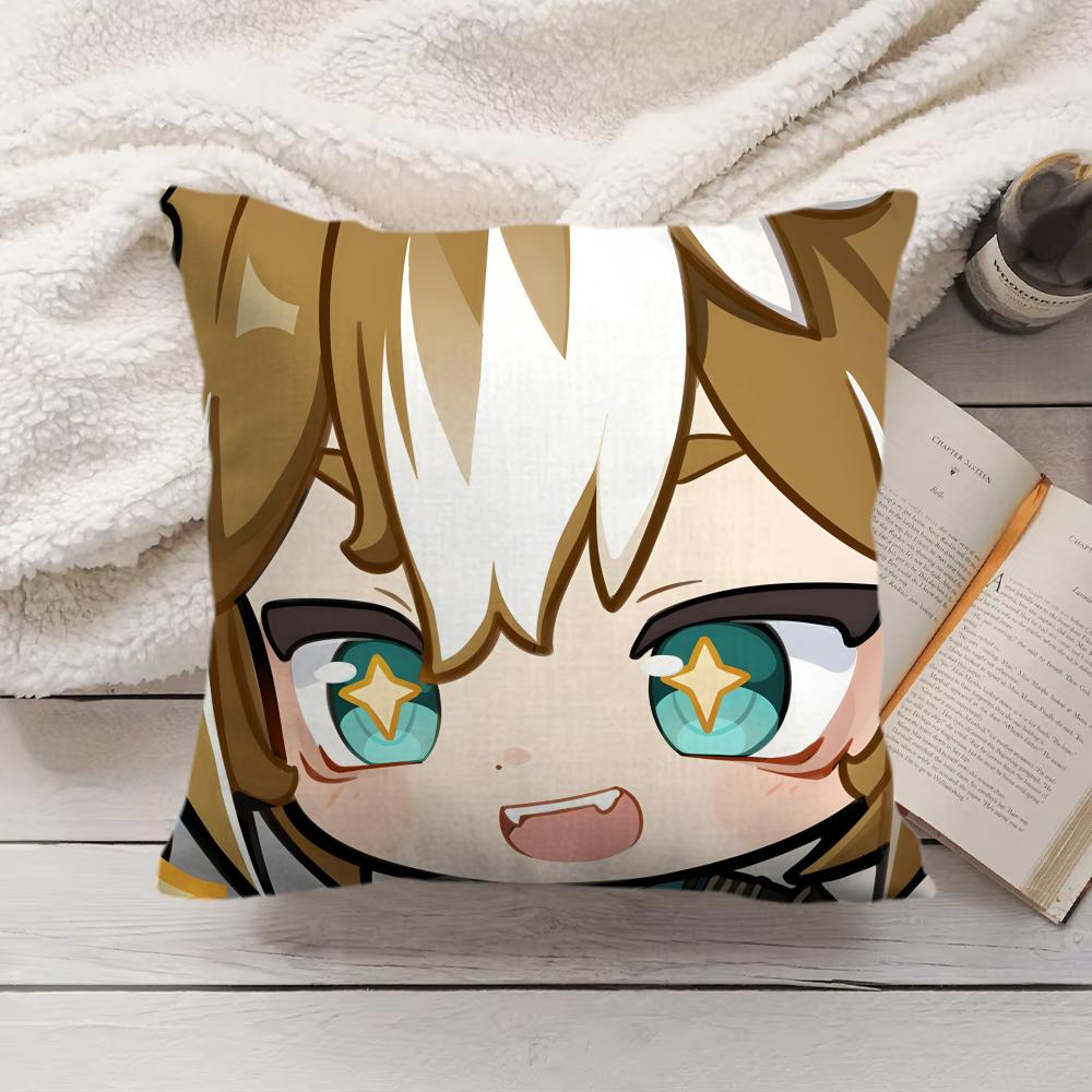 Gorou Cute Genshin Impact Cushion Cover Silky Short Plush Invisible Zipper Dustproof Sofa Pillow Case For Home Decor