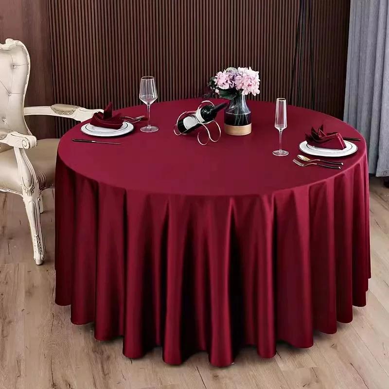 

Round Satin Tablecloths White Overlay Cover Smooth Fabric Resistant Wrinkle Free Soft for Wedding Party Restaurant Banquet Decor Round 120cm вина червоного кольору
