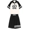 Zomer Casual Meisjes Contrast Gestreept Preppy T-shirt Tops+Korte Broek Sets Schoolkinderen Trainingspak Kind 2 Delig Outfit 5-16 Jaar