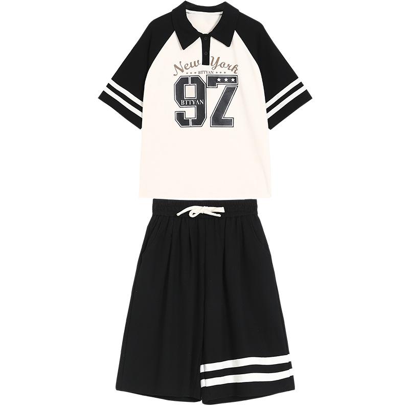 Zomer Casual Meisjes Contrast Gestreept Preppy T-shirt Tops+Korte Broek Sets Schoolkinderen Trainingspak Kind 2 Delig Outfit 5-16 Jaar