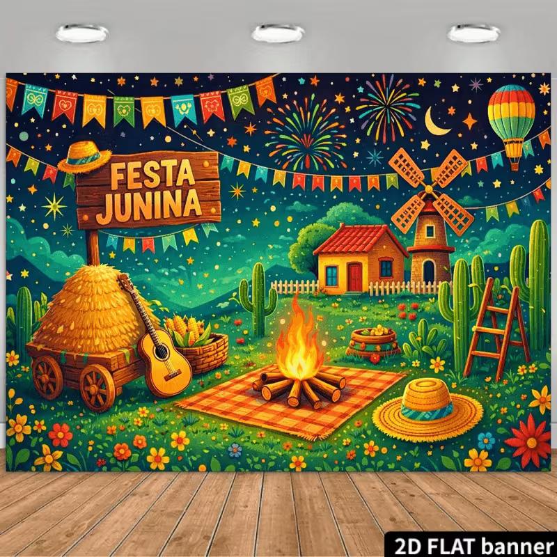 

2D Festa Junina Backdrop Brazilian Festival Photography Background 47.2x31.5inch/120*80cm