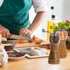 Wood Salt Pepper Salt Grinder Pepper Grinder with Manual Seasoning Grinder Refillable Grinder, & Set, Handle, (6inch-2Pcs)